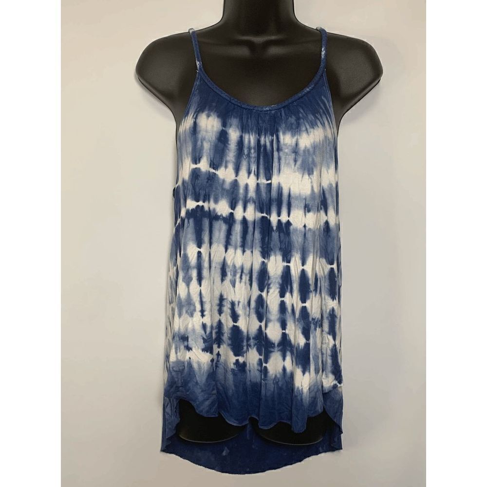 Soft & Sexy Women's Braided Spaghetti Strap Tie-Dye Blue/White Tank Top Size XS